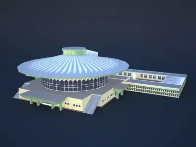 BISHKEK-STATE-CIRCUS circular building Low-poly 3D model