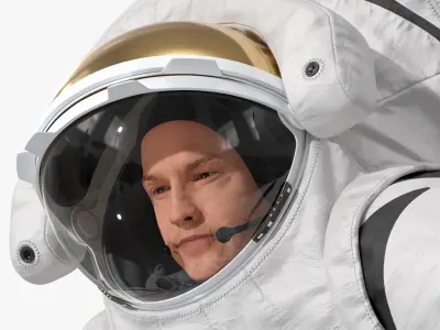  Astronaut in Modern Moon Spacesuit Crawling 