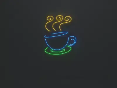 Neon 3D Model 10 - Coffee Low-poly 3D model