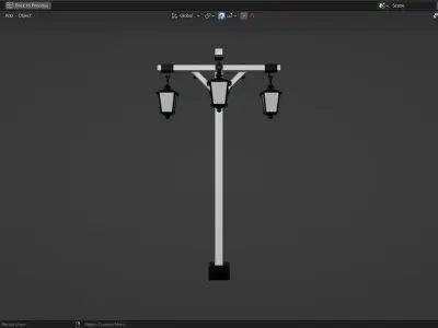 Basic Lamp Post - 3 Sided -  3D model