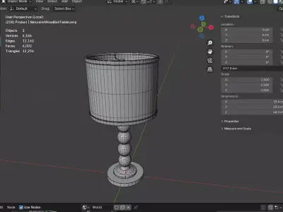 Sculptural Wood Sphere Table Lamp with Linen Shade - Naturalist Low-poly 3D model
