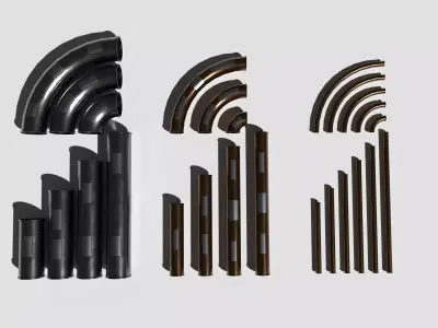 Modular Sci Fi Pipe Pack Low-poly 3D model