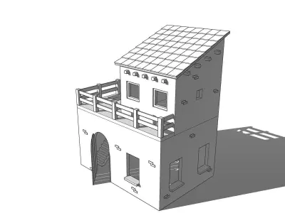  Low polygon village house Casa de pueblo bajo poligonaje Low-poly 3D model