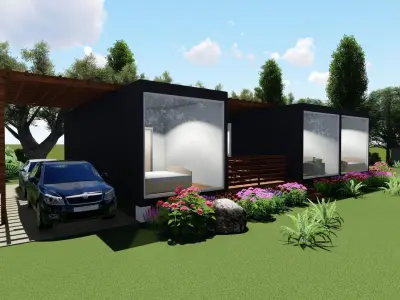 House with midlle terrace design 3D model