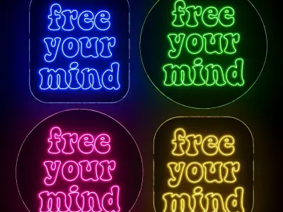 Free Your Mind Neon Sign 3D model