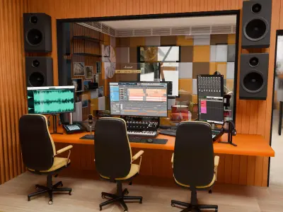 Music Studio Low-poly 3D model