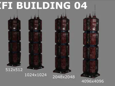 SciFi Cyberpunk Building 04 Low-poly 3D model