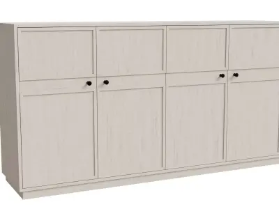 Transitional Wood Veneer 4-Door 3D model