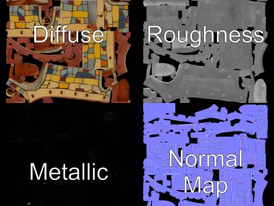 Colorful Castle Wall model pack Low-poly 3D model