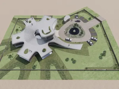 Desert Resort  With Full Interior Design and Exterior Garden 3D model