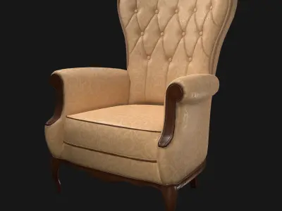 Chair PBR wingback Low-poly 3D model