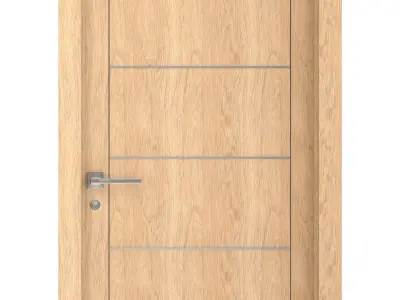 Door-062 wooden door with glass panel 3D model