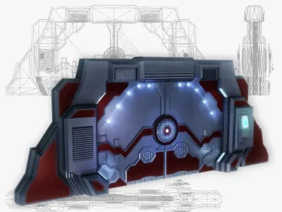 Spaceship gates low poly simple Low-poly 3D model