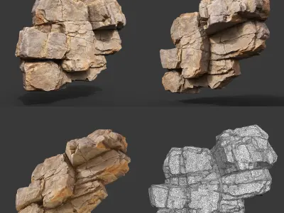 High Poly Yellow Cliff Face 221208 - Ultra HD 16K Texture 3D model