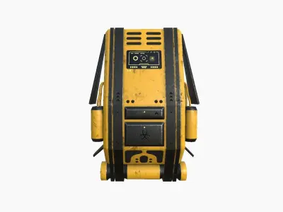 SciFi Backpack F02 Yellow - Fashion Character Design Low-poly 3D model