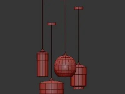 Wood and glass pendant 3D model