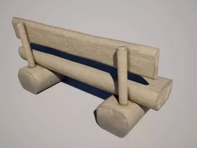 Wooden Bench Low-poly 3D model