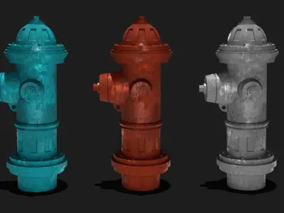Fire Hydrant Realistic 3D Model PBR Textures Game Ready Low Poly Low-poly 3D model
