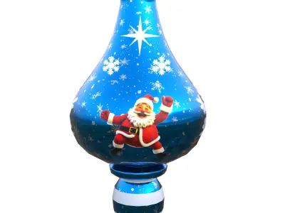 Charming Santa Holiday Blue Bauble 3D Model  PBR Ready Low-poly 3D model
