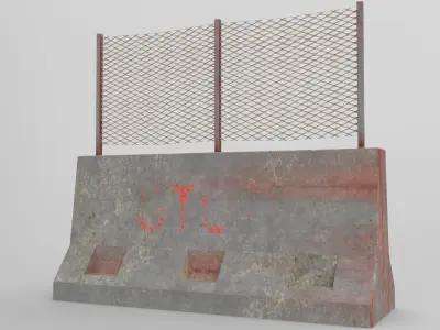 Road Barricade Old Low-poly 3D model