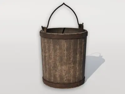  Medieval Wooden Bucket PBR 