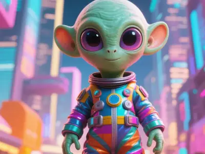 Alien Mascot Short Technical Model Description No Animation Low-poly 3D model