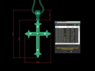 High Cross Pendant Light Gold 18K 4CP094 3D print model