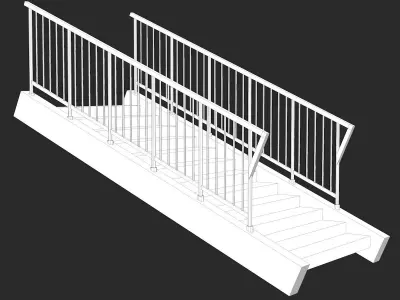 Stairs set of with metal railings 3D model