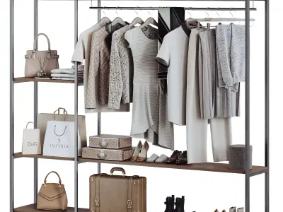 Clothing shoes and accessories for wardrobe or shop 03 3D model