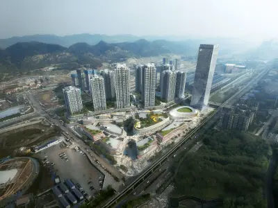 Contemporary Cityscape Residential Towers with Landmark 3D model