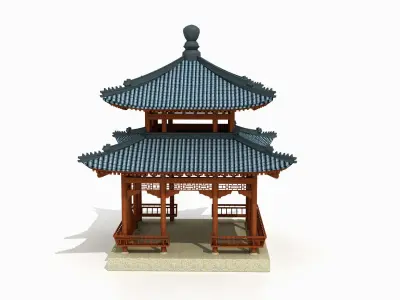 Four corner double layered pavilion 3D model
