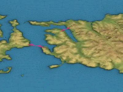 Vladivostok - Topography Terrain Low-poly 3D model