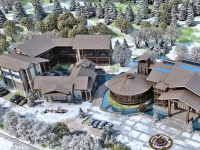 Winter Resort Lodge Complex 3D model
