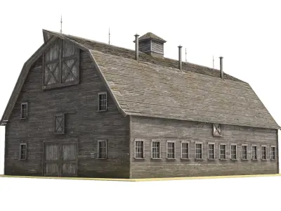 Abandoned Wooden Barn 3D model