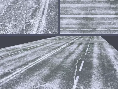 Snow covered road Low-poly 3D model