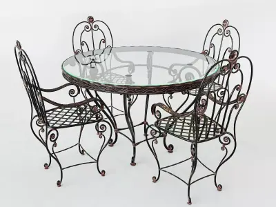 wrought iron table and chairs 3D model