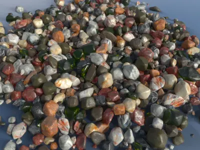 100 Debris Pebble Stones Low-poly 3D model