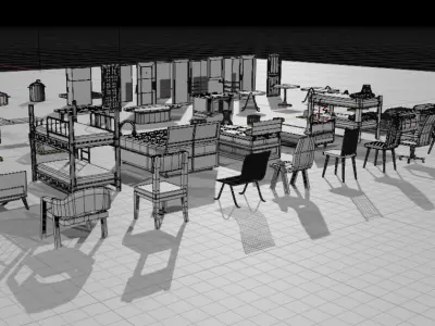 Low-Poly Furniture and Decor Pack - 74 Models Low-poly 3D model