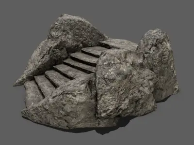 Rock Stair Low-poly 3D model