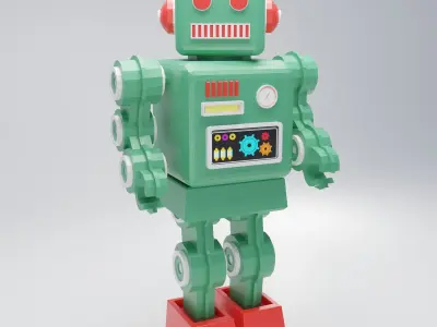 Vintage tin robot RTR-1019 model Low-poly 3D model