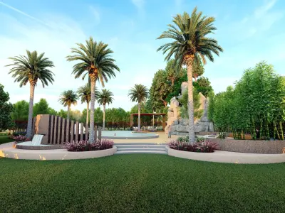 Luxurious Hotel Swimming pool 3D model