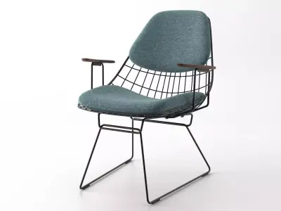 FM06 wire chair with fabric and frame 3D model