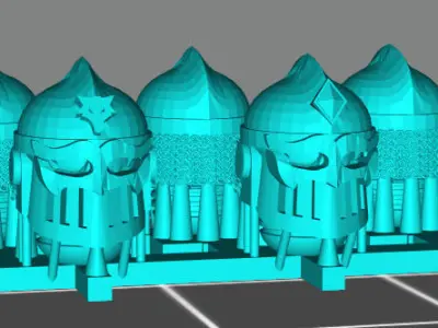 Wolf viking style helmets - Style 2 with mail 3D print model