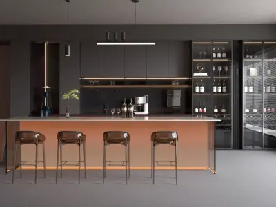 Kitchen interior 03 Low-poly 3D model