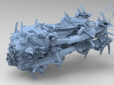 Deep Asteroid mine facility exterior 5 3D model