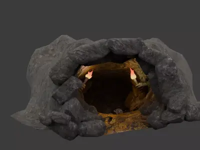 Ancient Cave CGI Low-poly 3D model