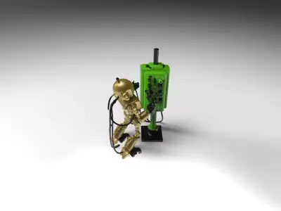 Futuristic Robot Technician with Control Panel  3D print model