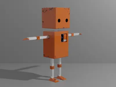 Cute Rectangular Robot for VRChat Low-poly 3D model