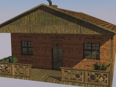 Wooden house 2 Low-poly 3D model
