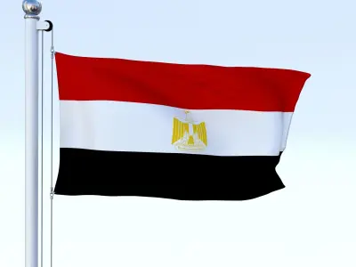 Animated Egypt Flag Low-poly 3D model